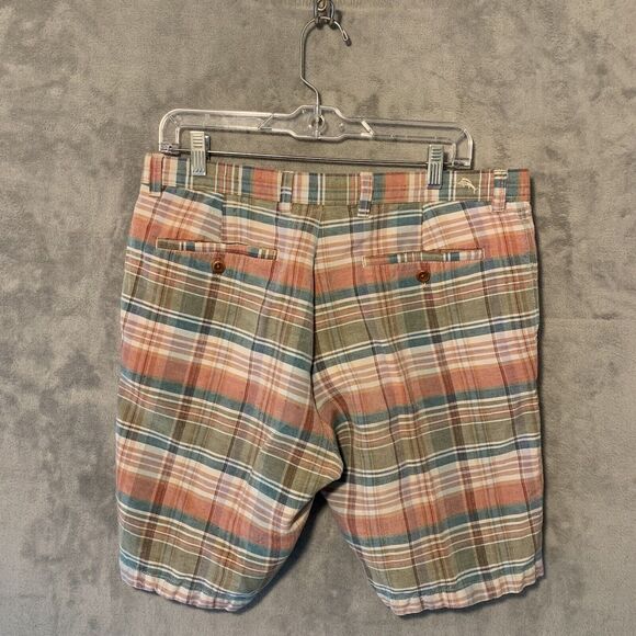 Tommy Bahama Golf Shorts Mens Size 32 Pastel Plaid Stretch Linen Blend Beach - Picture 4 of 11